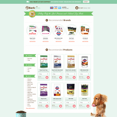 Premium and Natural Dog Food eCommerce Site - Make your Mark | Web page ...