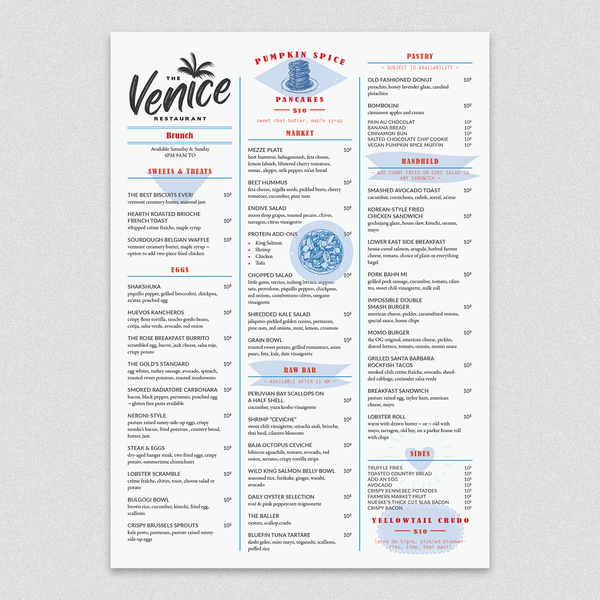 Venice Restaurant Menu Design