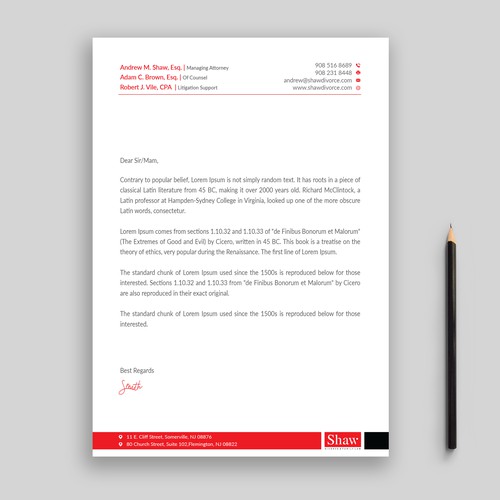 Letterhead for Divorce & Family Law Firm; Modern, Conservative Design Design by Rifat Sarkar