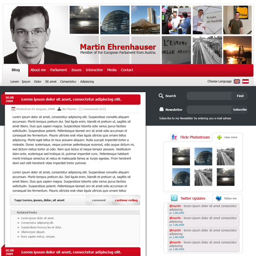Wordpress Theme for MEP Martin Ehrenhauser Ontwerp door LETSOC