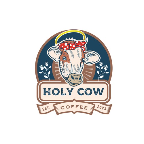 Design an Eye Catching Country Vibe Coffee Logo for "Holy Cow Coffee" Design by ifux