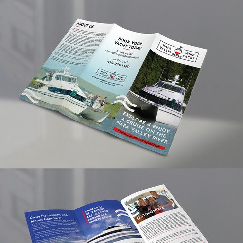 Tri-fold brochure for Napa Valley Wine Yacht tours Design by Green wings