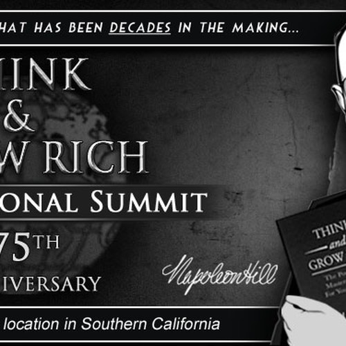 Banner Ad---use creative ILLUSTRATION SKILLS for HISTORIC 75th Anniversary of "Think & Grow Rich" book by Napoleon Hill Réalisé par DORARPOL™