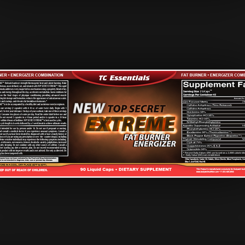 top secret extreme fat burner label design Logo design contest