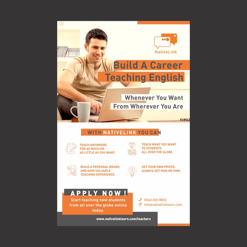 Design a poster to recruit teachers to a new web app Design by Trisixtin