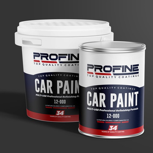 Label for our professional automotive and industrial coatings products Diseño de Xavier Forcadell