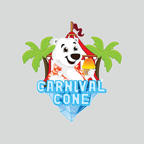 Hawaiian shave ice polar bear on iceberg by circus tent Design by midpointtt_