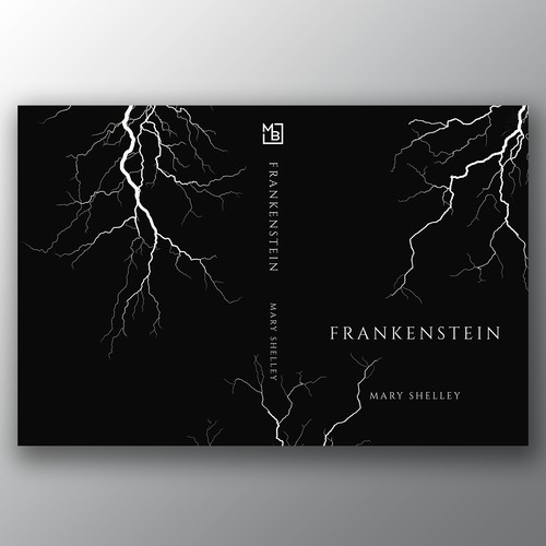 Design a book cover for an unique edition of Frankenstein, fully printed on black paper Design by Brandkore™