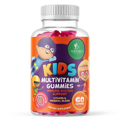 Tasty Kids Multivitamin Gummies Product Label for Nature's Nutrition Design by gs-designs