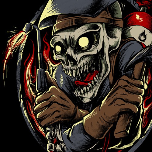 Welders Shirt Design With Skull Grinning and Welders Helmet Design von spoilerinc