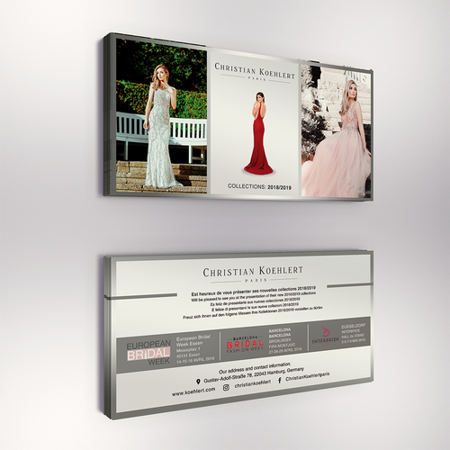 Flyer design for evening dress label needed to invite our customers to Exhibitions Design by Luigi Mazz