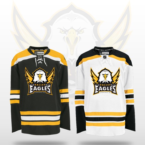 BOLD NEW SPORTS LOGO/EAGLE MASCOT needed for youth ice hockey association Design by Art Astronaut