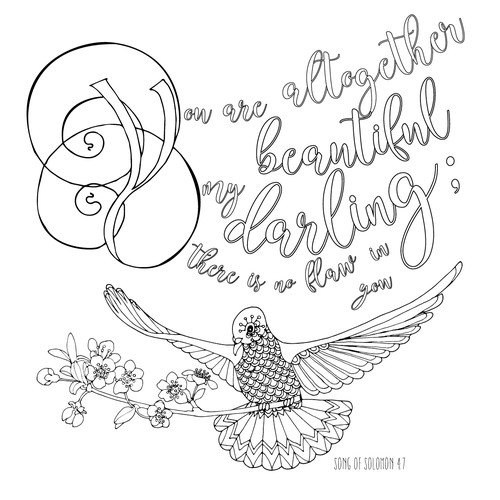 Create 8x8" Hand Lettered Coloring Poster Page