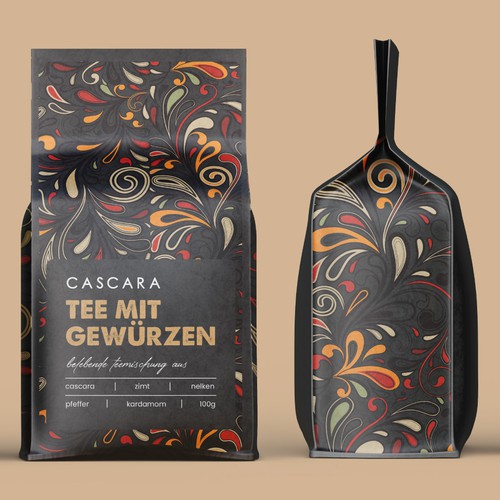 Cascara tea label Design by Lady Goga