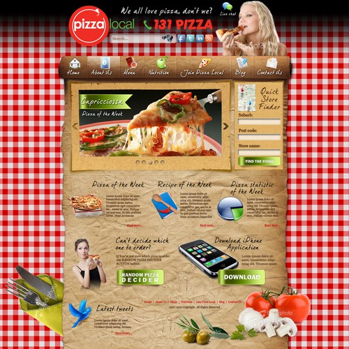 100 Store Pizza Chain - Web Page Design Diseño de ShineDesign Studio