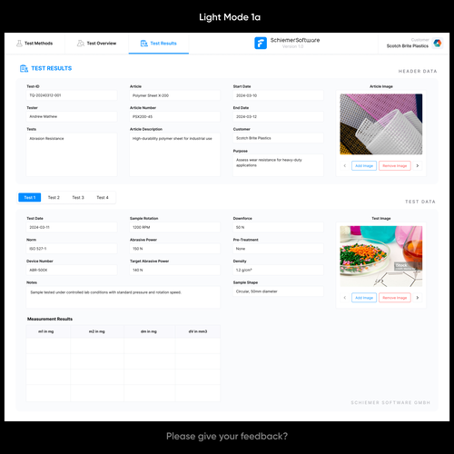 A desktop web UI design for a plastic quality testing software Design by Peninsula Studioz