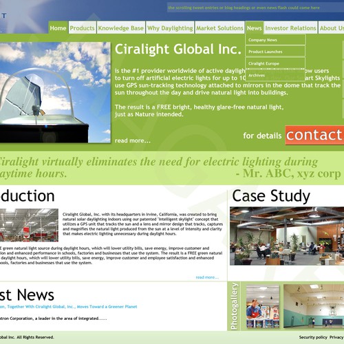 Website for Green Energy Smart Skylight Product Diseño de jaagare