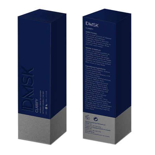 Luxury, high-end product box design for facial cleanser. Design by Leila Amorim