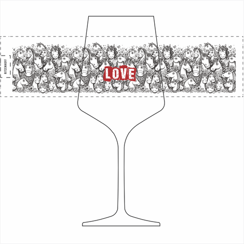 "Humorous love of horses on drinking glasses" winning Illustration or graphics