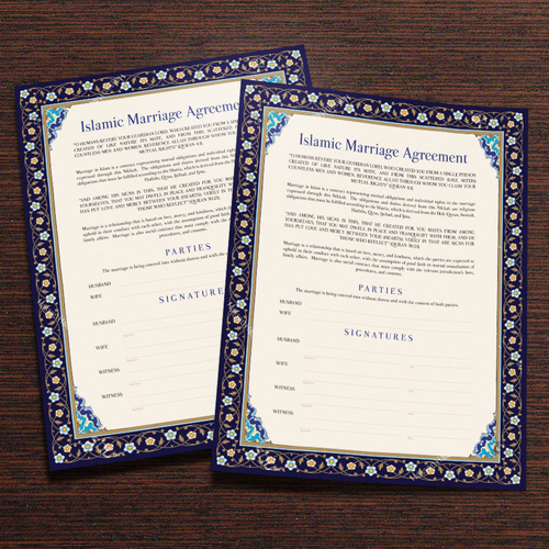 Design A Beautiful Islamic Marriage Agreement Document Template Design by dizas