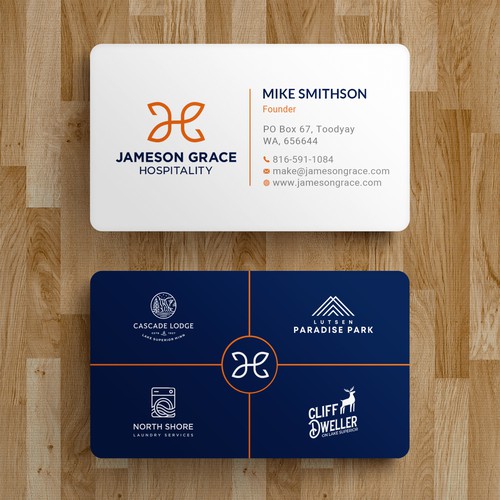 Create a modern and clean business card for a parent company with 4 subsidiaries Design by Roni_