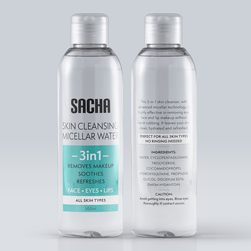 Sacha Micellar Water bottle 500ml Design by Turklight®