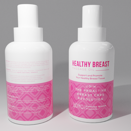 design a classy, bold healthy breast massage oil label Design by babibola