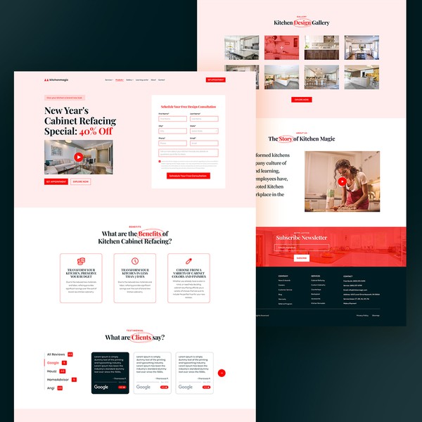 Kitchen landing page design