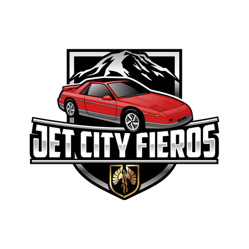 Jet City Fieros (Seattle) car club logo. To be used on web site, cards, patches, jackets, etc! Design by autore