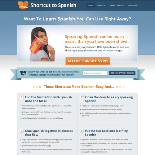 Create the next website design for Shortcut to Spanish Design by Gendesign