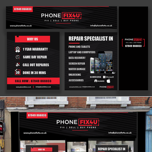 PhoneFix4u.co.uk Phone repair Shopfront Design Design by Zootpoint