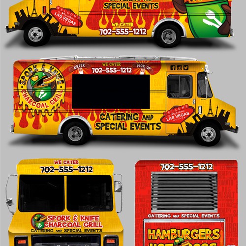 Create a food truck wrap for the spork & knife charcoal grill, concursos de  Rotulación de auto, camión o camioneta