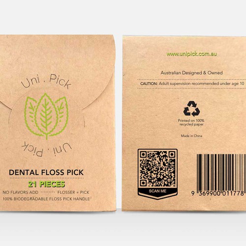 We need a Clean & Minimum design for our first Smart packaging dental floss picks product Design by Lady Goga