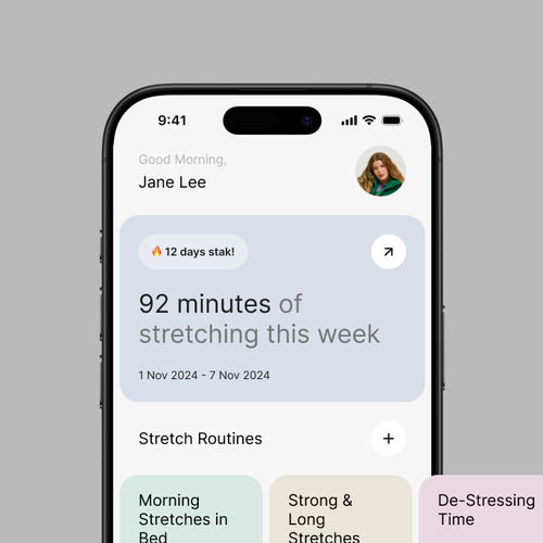 Stretching app with an aesthetic UI Design by Andrey Senes