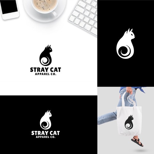 Logo for Stray Cat Apparel Co. - Clothing brand that donates 100% to saving cats! Design by Shallu Narula