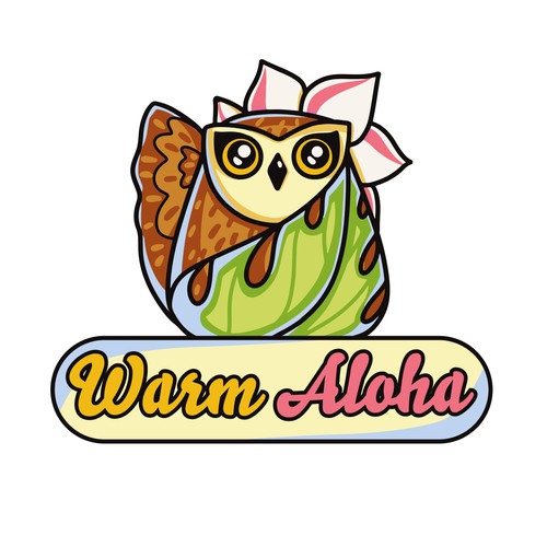Logo with island feel with a kawaii owl anime mascot for Hawaii website Diseño de asgushionka