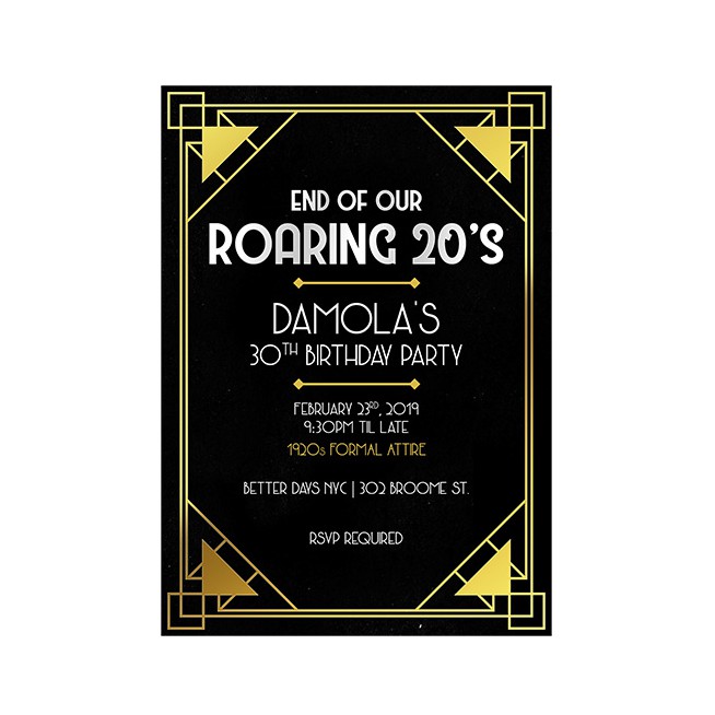 End Of Our Roaring 20s - 30th Birthday Party Invitation Design 