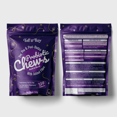 Pouch packaging design - Probiotic Chews for dogs Design by sadiaafrinrumky