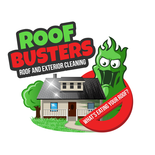 Roof Busters - Roof and Exterior Cleaning logo with a Ghost Busters Theme Design by Trader In Spices