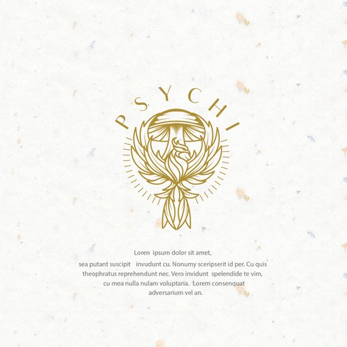 Design Psychi - a golden Phoenix and wild psilocybin mushrooms di congkek123