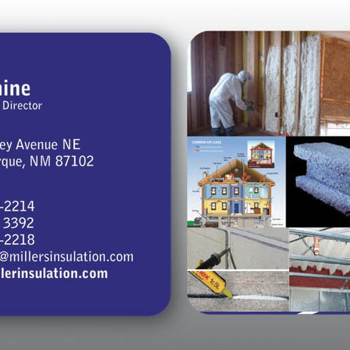 Business card design for Miller's Insulation Design by Clarista S.