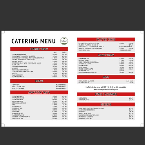 Love Food??? Create a modern, stylish Catering Menu for Anthony's Design by Echline Green