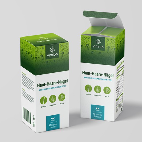 Packaging design for a German brand of high-quality food supplements Design by B i a
