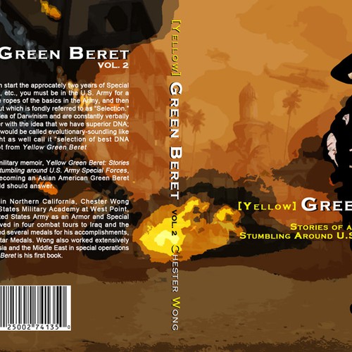 book cover graphic art design for Yellow Green Beret, Volume II Diseño de hellopogoe