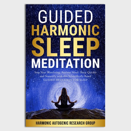 Design an abstract dark on dark sleep meditation book cover Design by Unboxing Studio