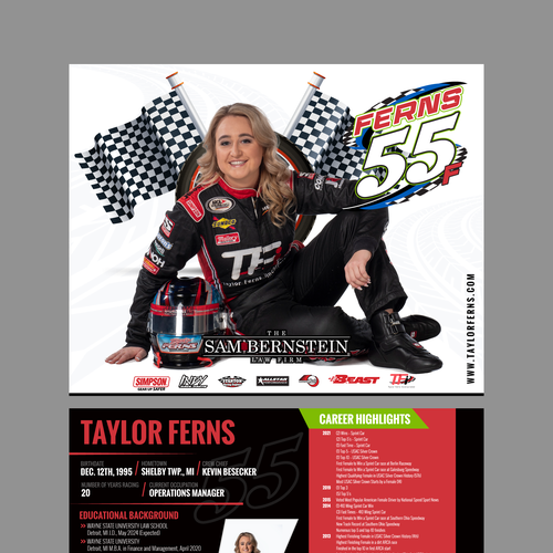 Racecar Driver "Hero Card" Design to appeal to fans Design by Bennah