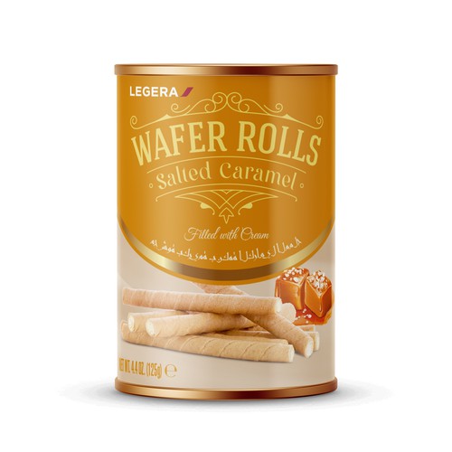 LEGERA Wafer Rolls Pack 125 gm - Salted Caramel Design by Gustavo RV