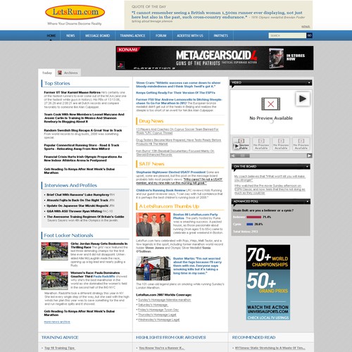 LetsRun.com Homepage Re-Design/Cleanup Diseño de superbdesign