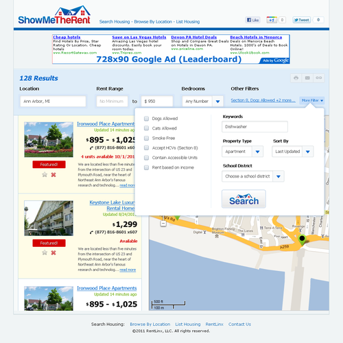 ShowMeTheRent.com needs a new, clean look and feel! | Web page design