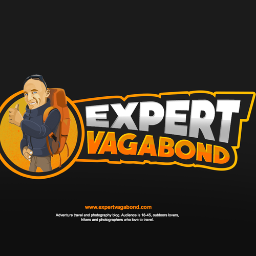 Fun adventure travel caricature & logo for the Expert Vagabond Diseño de Dzynz